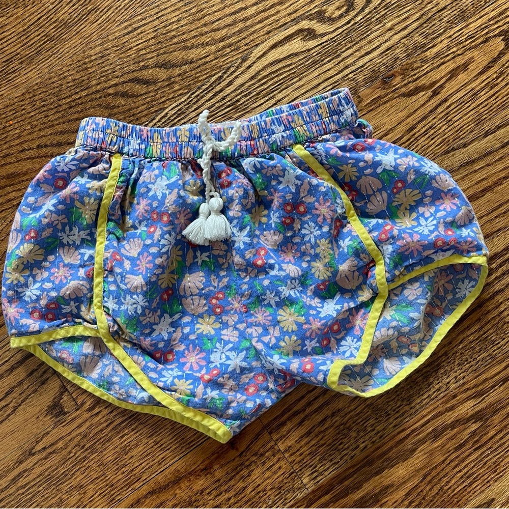 Pink Chicken Blue Floral Athletic Shorts